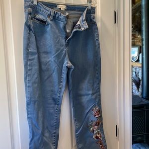 Coldwater Creek jeans with an embroidered flower detail
